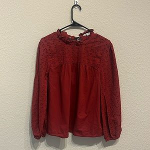 Madewell high neck top dark red / maroon